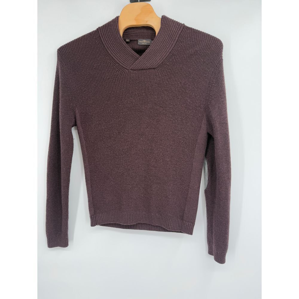 Rodd & Gunn Sweater Men's Merino Wool Shawl Neck Elbow Patches Brown Purple Sz L